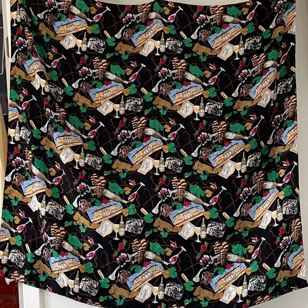 Vintage Nicole Miller Silk Scarf Wine Grape Vineyard Print Large 43x42